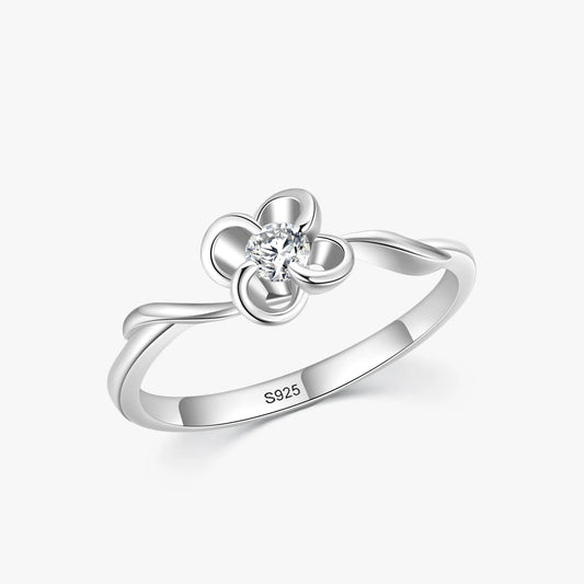 925 Silver Romantic Flower Finger Ring