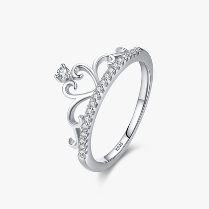 925 Sterling Silver Fashion Elegant Clear CZ Crown Finger Ring