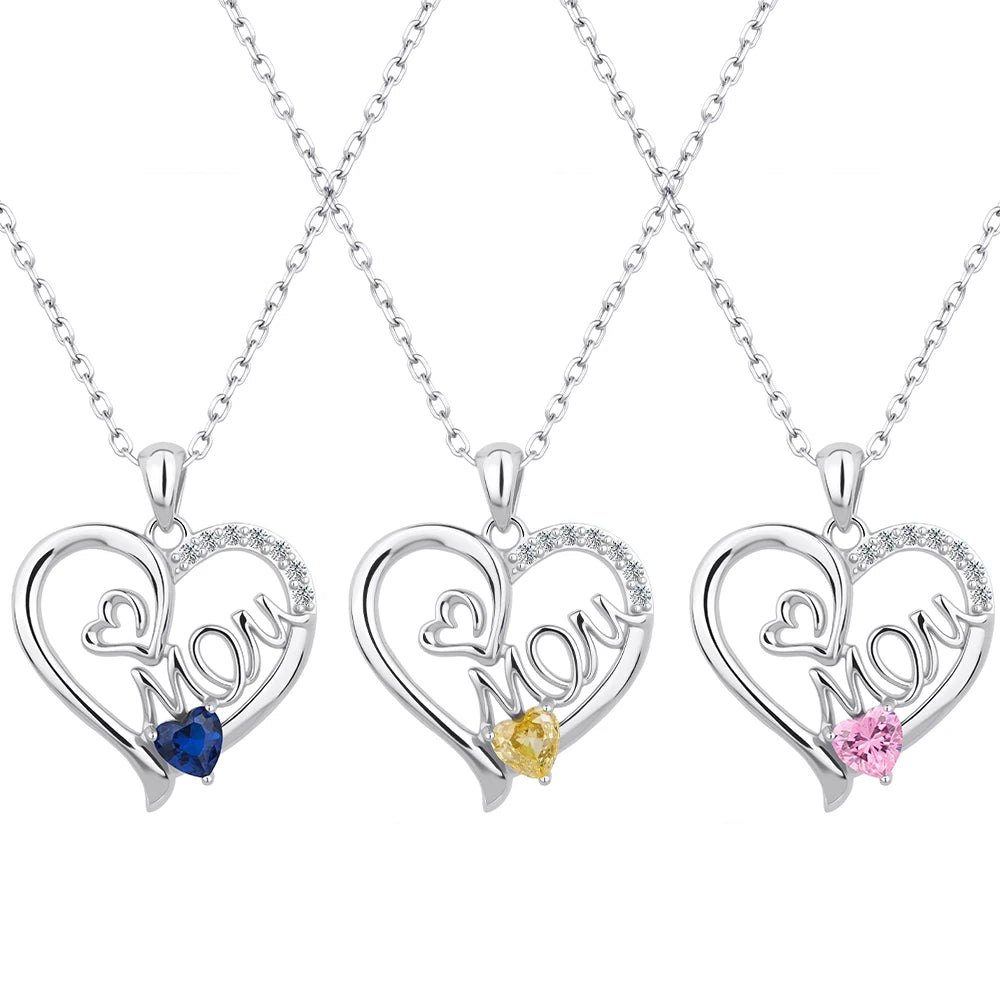 925 Sterling Silver Mother Pendant Heart-shaped