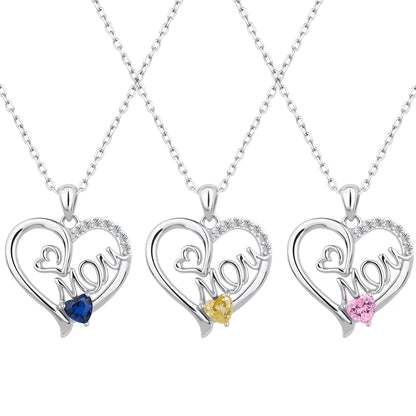 925 Sterling Silver Mother Pendant Heart-shaped