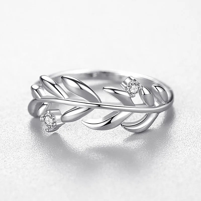 925 Sterling Exquisite Plant Silver Tree Branch Leaves Finger Rings