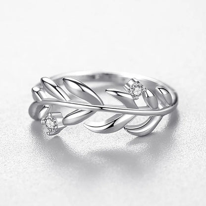 925 Sterling Exquisite Plant Silver Tree Branch Leaves Finger Rings