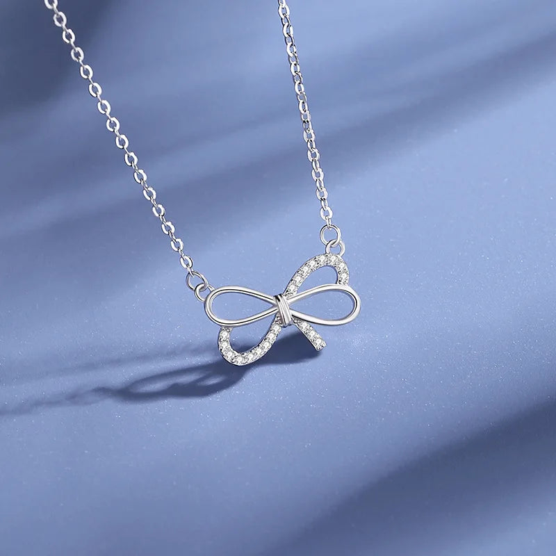 925 Silver Bow Necklace for Women