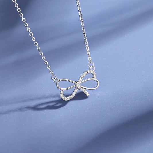 925 Silver Bow Necklace for Women