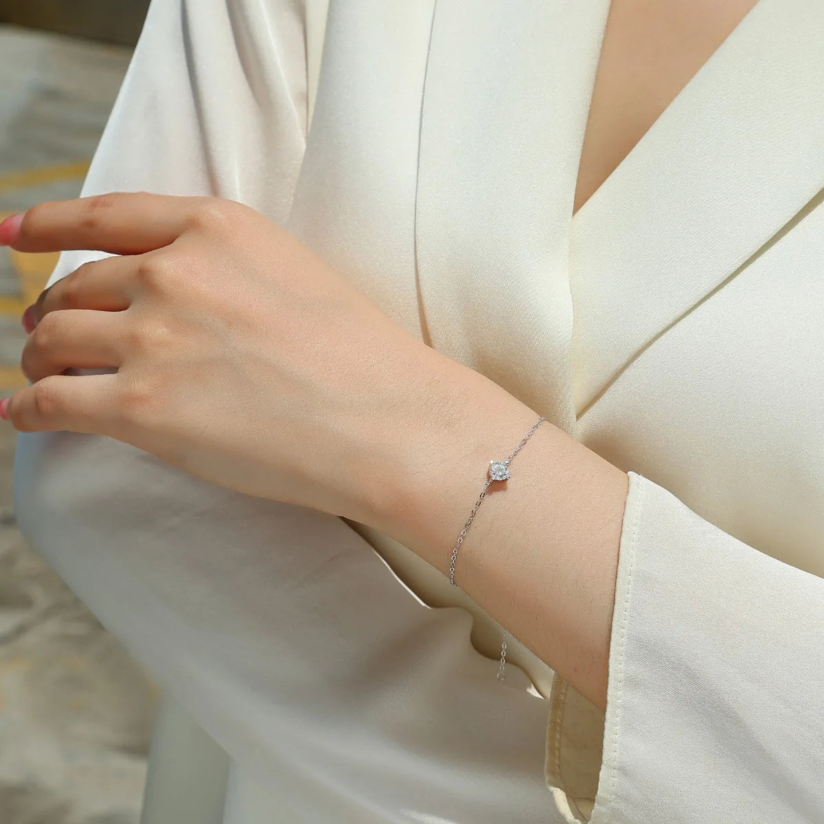 925 Sterling Silver Solitare Bracelet