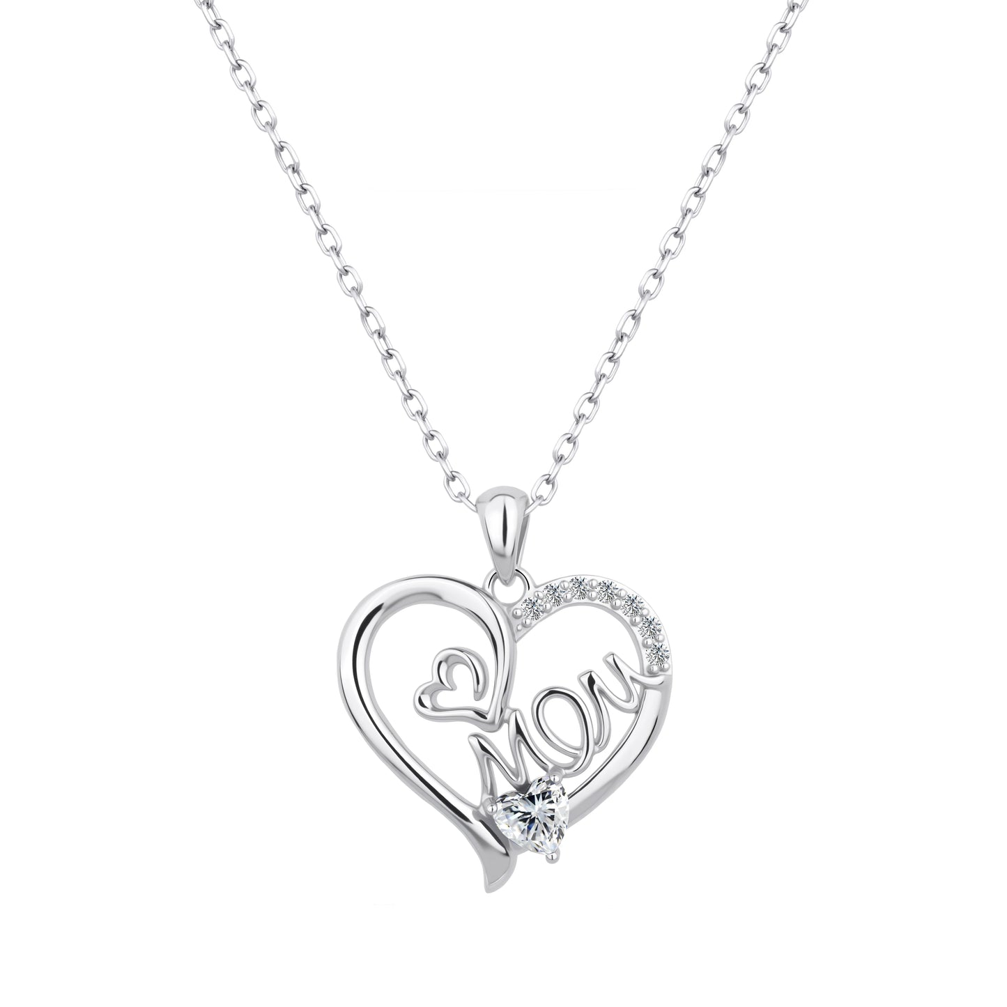 925 Sterling Silver Mother Pendant Heart-shaped