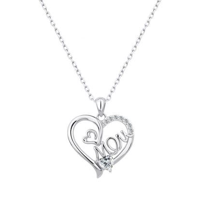 925 Sterling Silver Mother Pendant Heart-shaped