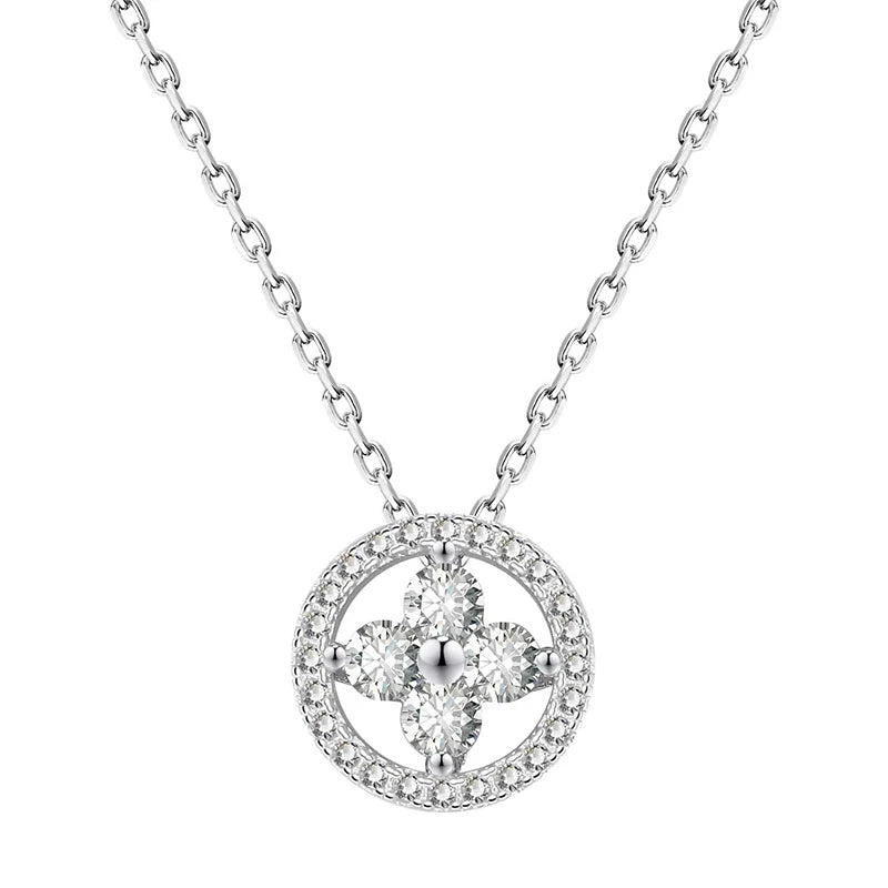 925 Sterling Silver Jewelry Shiny Four-leaf Clover Necklace