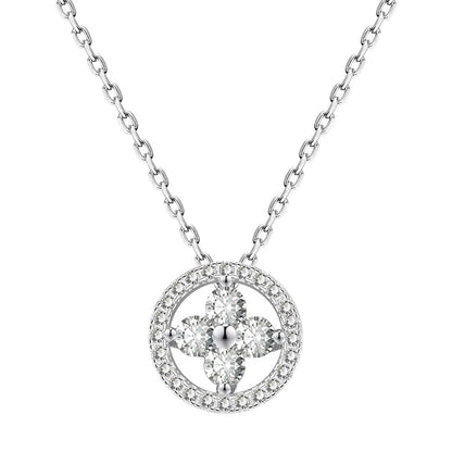 925 Sterling Silver Jewelry Shiny Four-leaf Clover Necklace