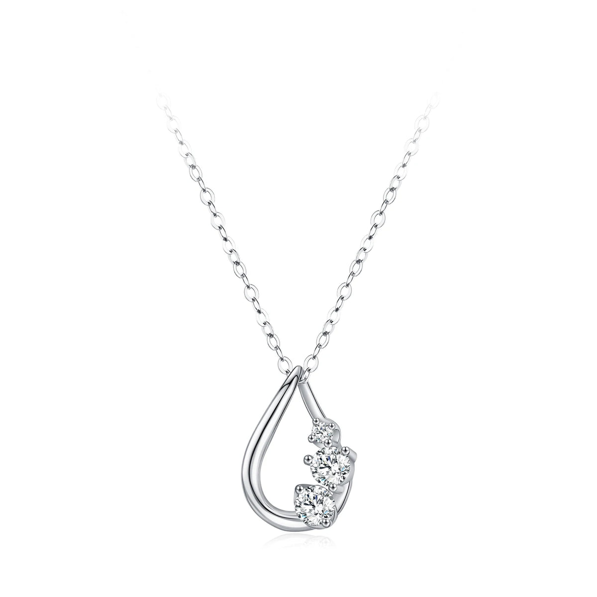 925 Sterling Silver Necklace Waterdrop Shaped Pendant