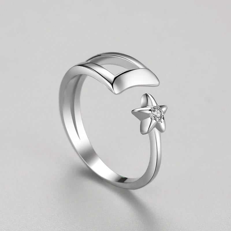 Adjustable Star Moon Open Size Ring