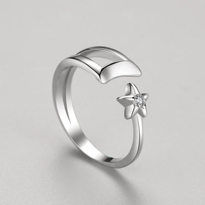 Adjustable Star Moon Open Size Ring