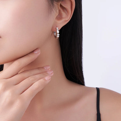 925 Silver Heart Design Hoop Fine Earring