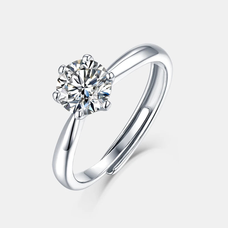 925 Round Moissanite Sterling Silver Ring