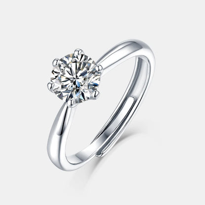 925 Round Moissanite Sterling Silver Ring