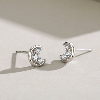 925 Sterling Silver Moon Stud Earrings - Kimiko