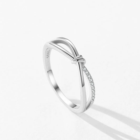 925 Sterling Silver Fashion Geometric Cross Line Finger Ring
