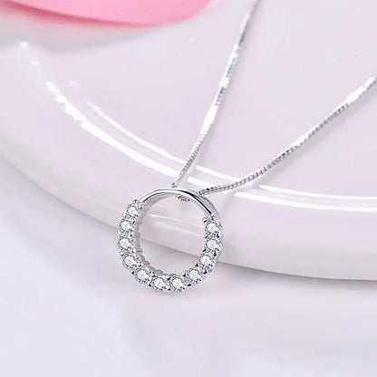 925 Sterling Silver 5A Cubic Zircon Round Pendant Women