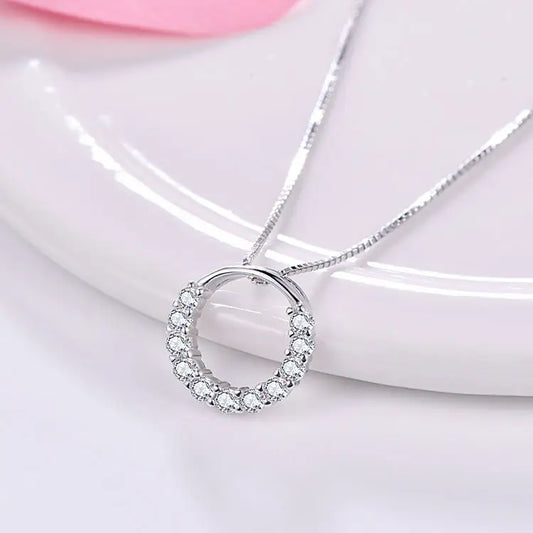 925 Sterling Silver 5A Cubic Zircon Round Pendant Women