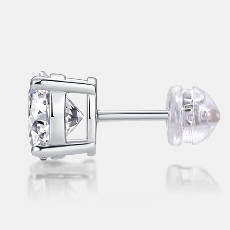 925 Silver Solitaire Engagement Stud Earrings