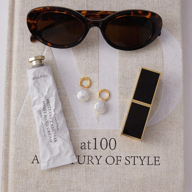 Glass Pearl Smooth Hoop Huggie Earrings - Kimiko