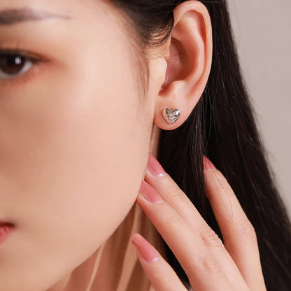 925 Sterling Silver Romance Heart Stud Earrings