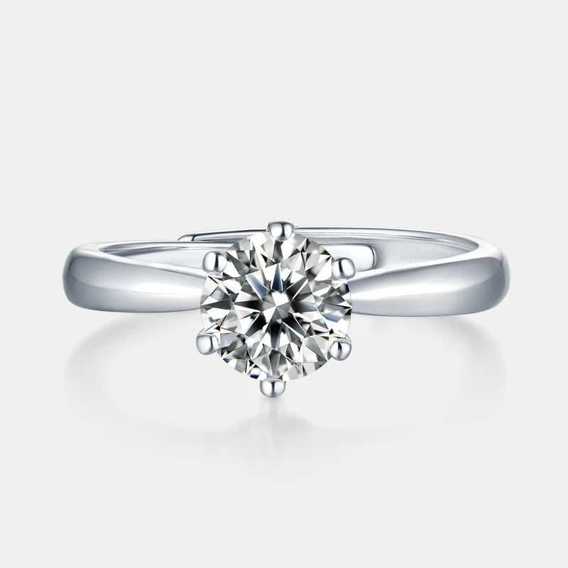 925 Round Moissanite Sterling Silver Ring