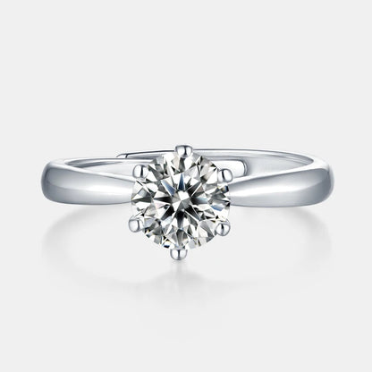 925 Round Moissanite Sterling Silver Ring