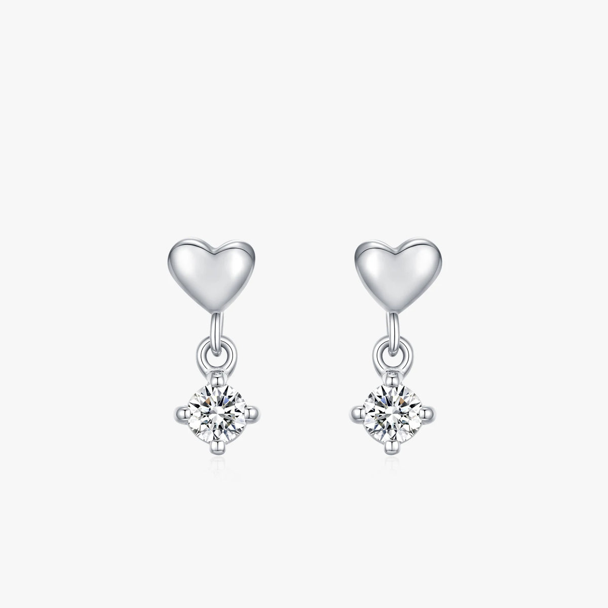 925 Sterling Silver Heart Shining Zircon Drop Earrings