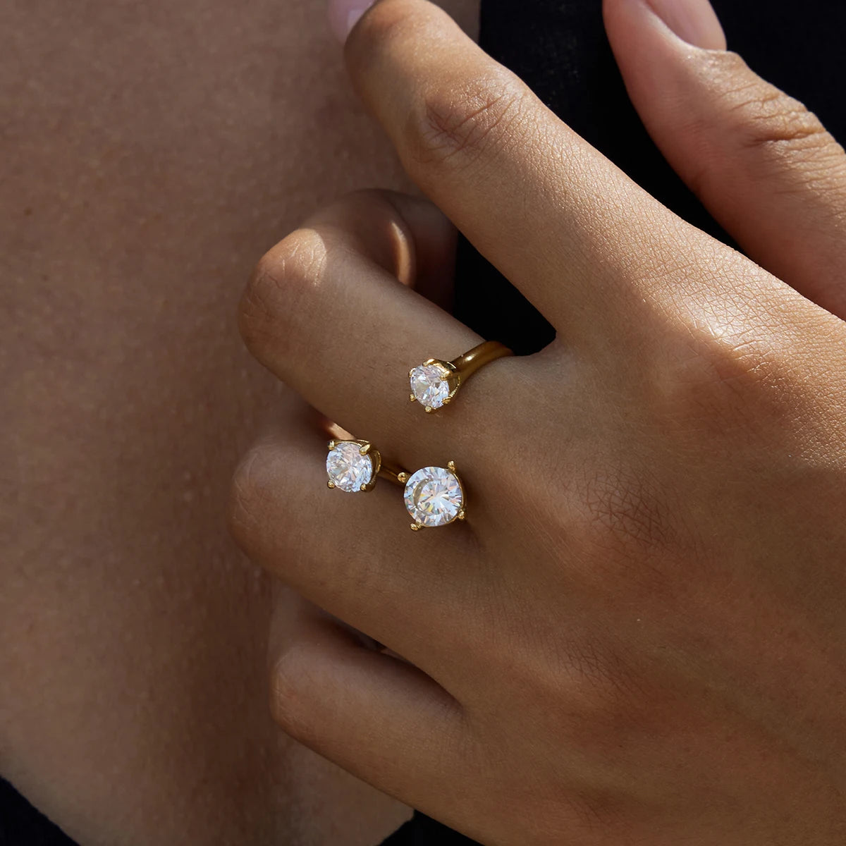 Asymmetrical Branch-shaped Zircon Adjustable Opening Ring