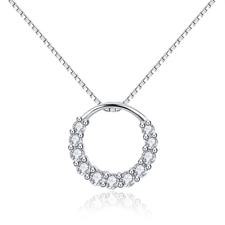 925 Sterling Silver 5A Cubic Zircon Round Pendant Women