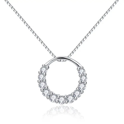 925 Sterling Silver 5A Cubic Zircon Round Pendant Women