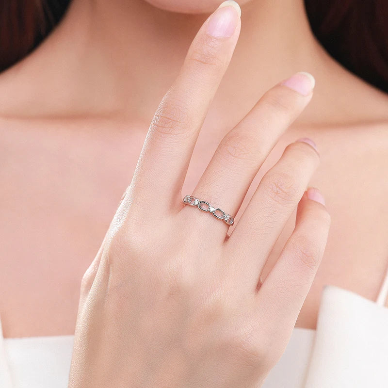 925 Sterling Silver Hot Authentic Original Chain Shape Stackable Finger Ring