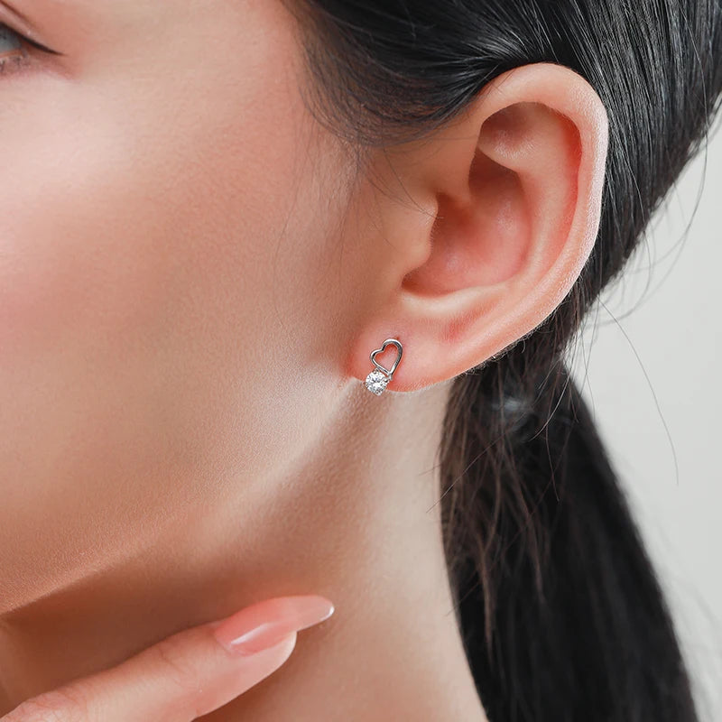 925 Silver Heart Stud Earrings - Kimiko