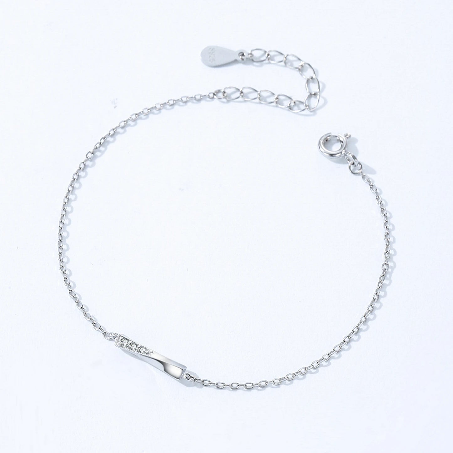 925 Sterling Silver Rectangle Chain Bracelet