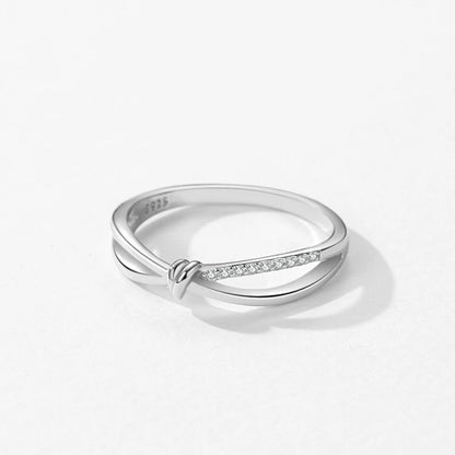 925 Sterling Silver Fashion Geometric Cross Line Finger Ring