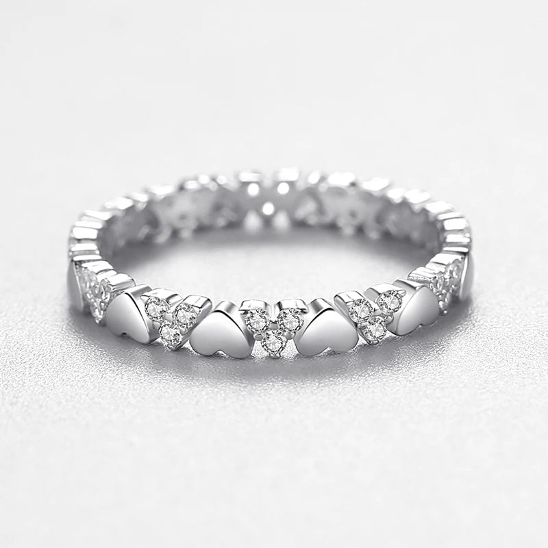 925 Sterling Silver Exquisite Luxury Heart Stackable Finger Rings
