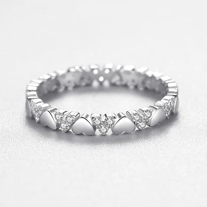 925 Sterling Silver Exquisite Luxury Heart Stackable Finger Rings