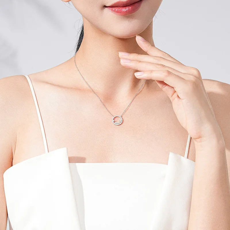 925 Silver Female European American Ins Style Zircon Pendant Necklace