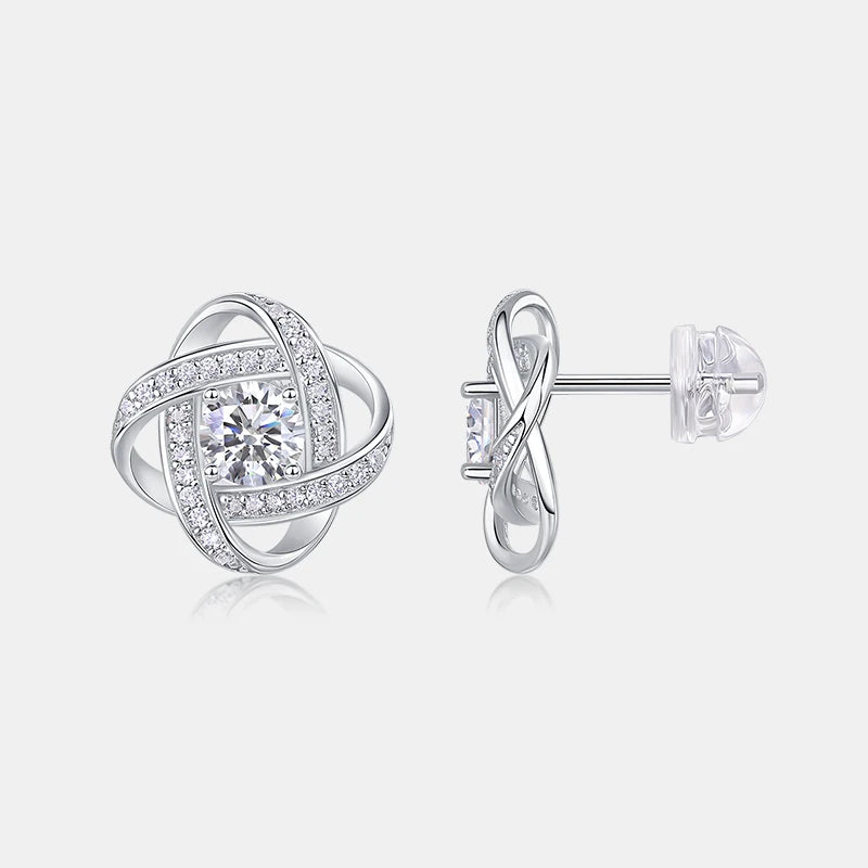 925 Silver Crossed Knot Design Stud Earrings