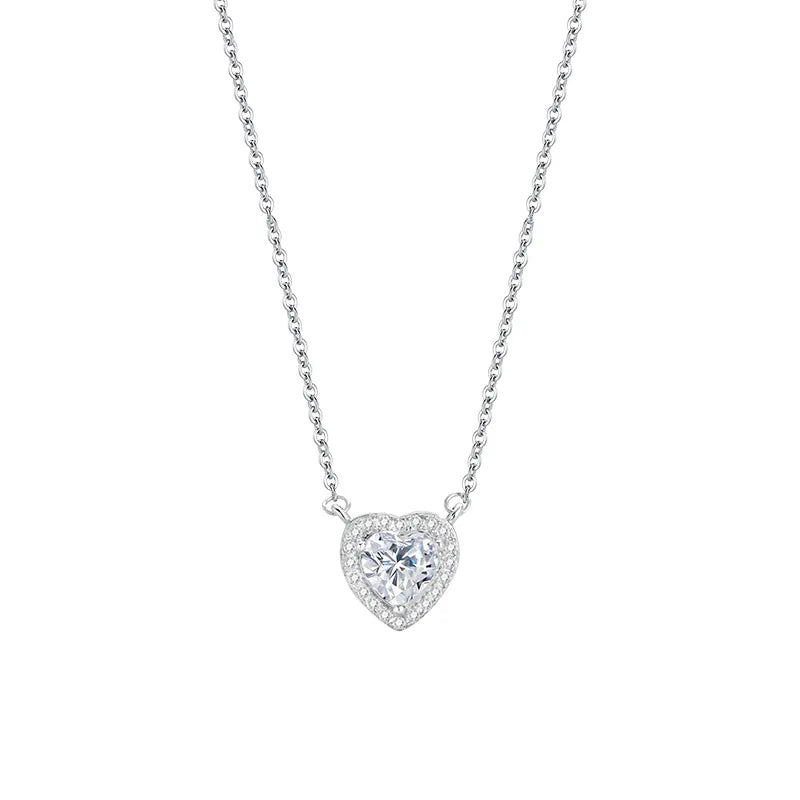 925 Sterling Silver Romantic Heart-Shaped Necklace