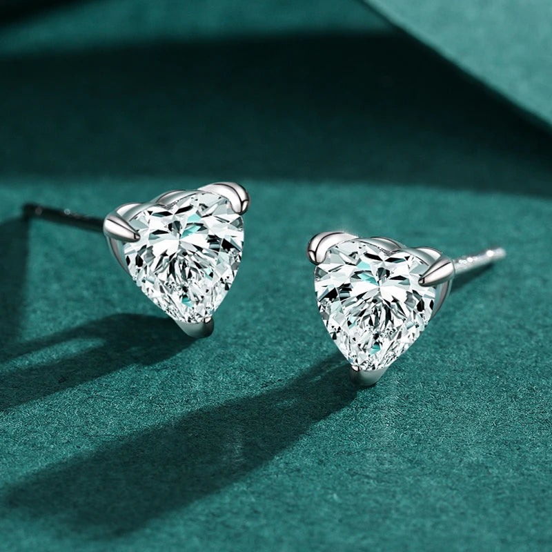 925 Sterling Silver Heart Solitaire Studs - Kimiko