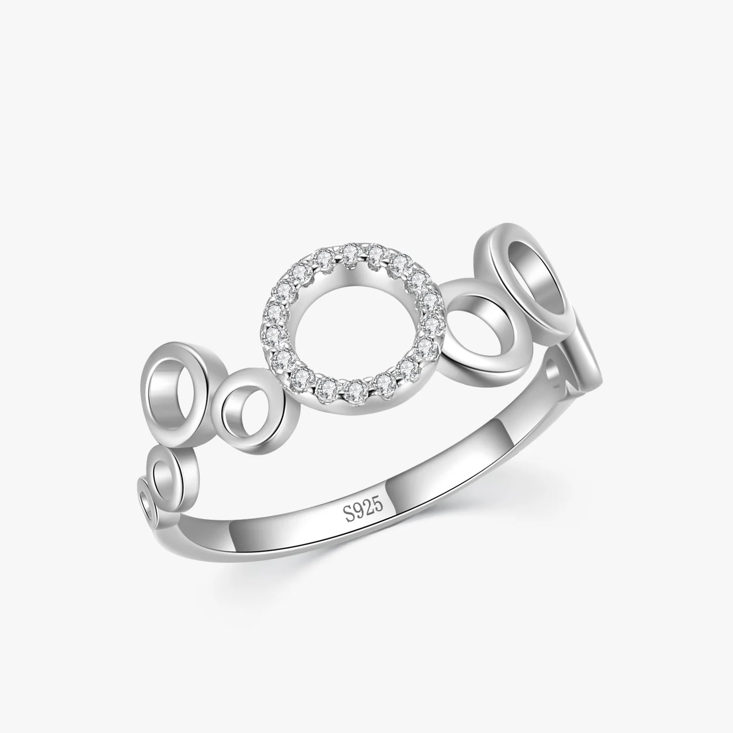 925 Sterling Silver Fashion Round Bubble Rings