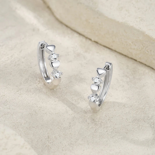 925 Silver Heart Design Hoop Fine Earring