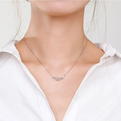 925 Sterling Silver Zircons Flowers Pendant Necklace