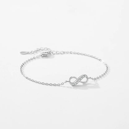 925 Sterling Silver Romantic Infinite Love Zirconia Link Chain Bracelet