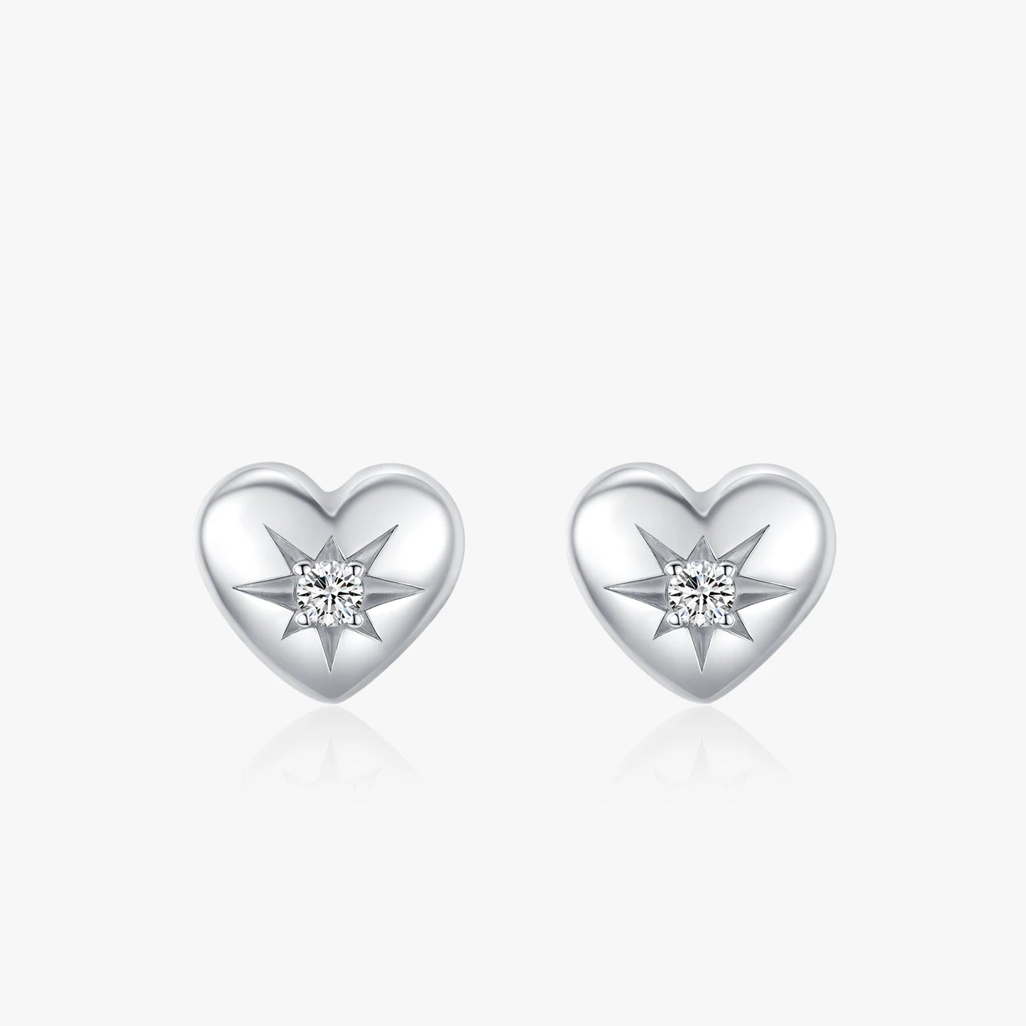 925 Sterling Silver Romance Heart Stud Earrings