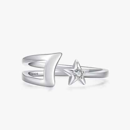 Adjustable Star Moon Open Size Ring