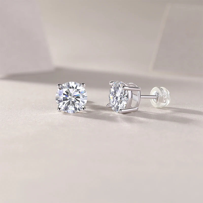 925 Silver Solitaire Engagement Stud Earrings