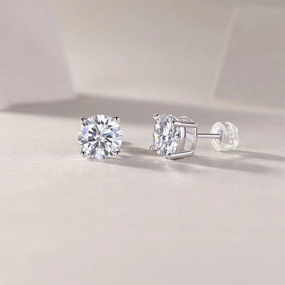 925 Silver Solitaire Engagement Stud Earrings